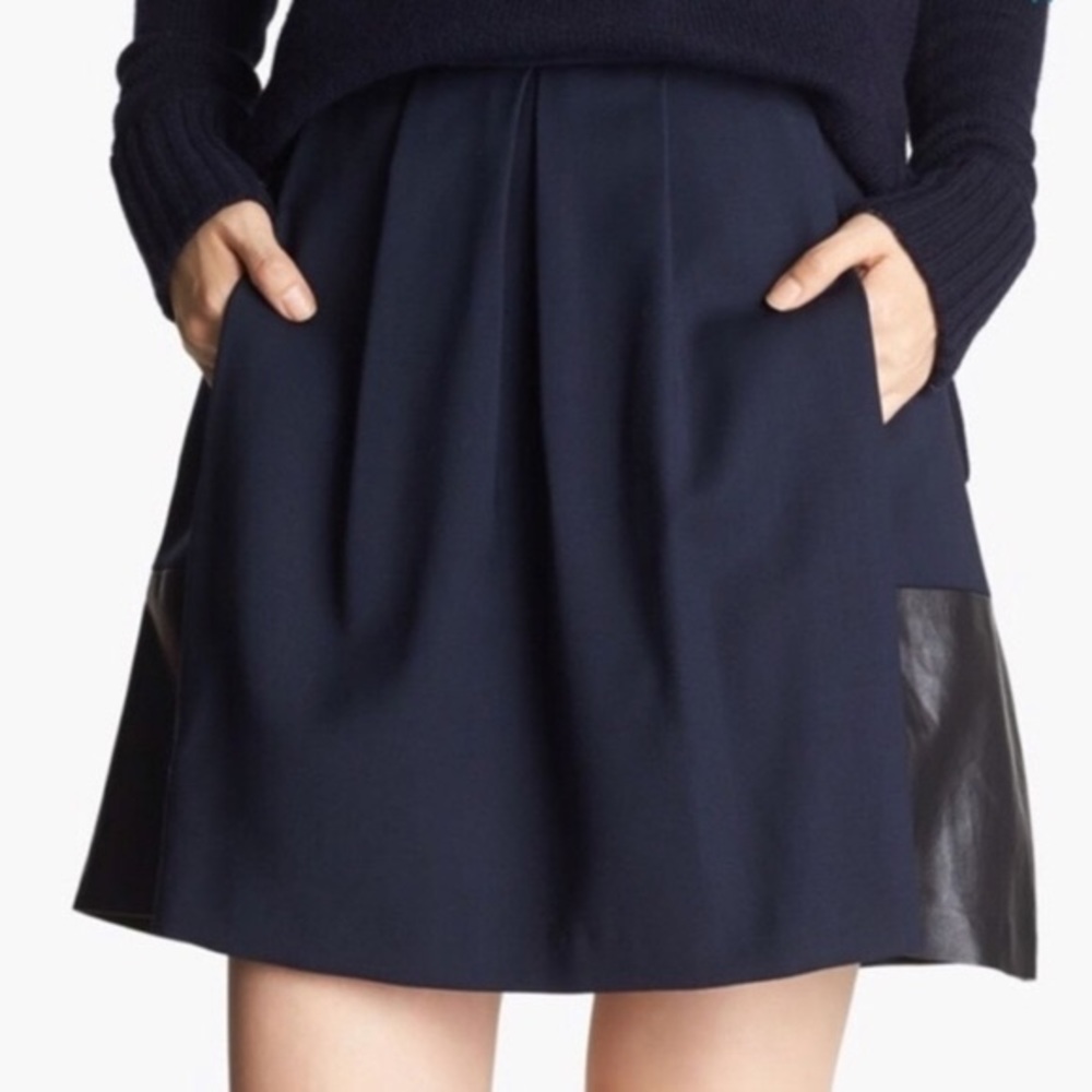 Vince | Navy Pleated Mini Skirt 2